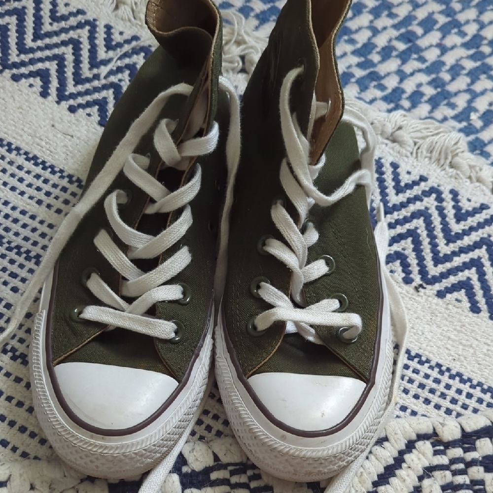 Converse Olive High-Tops with Black Patch